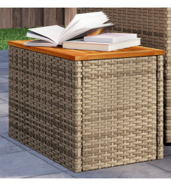 Tables d'appoint de jardin 2 pcs beige rotin bois massif
