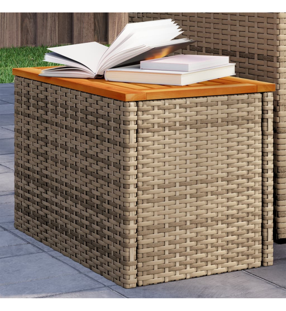 Tables d'appoint de jardin 2 pcs beige rotin bois massif Tables d'appoint de jardin 2 pcs beige rotin bois massif