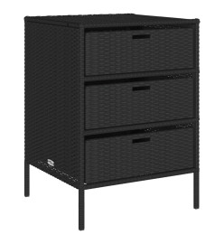 Armoire de rangement de jardin noir 55x59x80 cm résine tressée