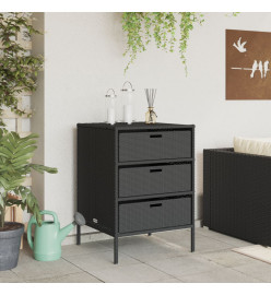 Armoire de rangement de jardin noir 55x59x80 cm résine tressée