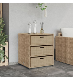 Armoire de rangement de jardin beige 55x59x69 cm résine tressée