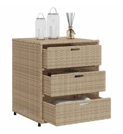 Armoire de rangement de jardin beige 55x59x69 cm résine tressée