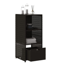 Armoire de rangement de jardin noir 50x55x115 cm résine tressée