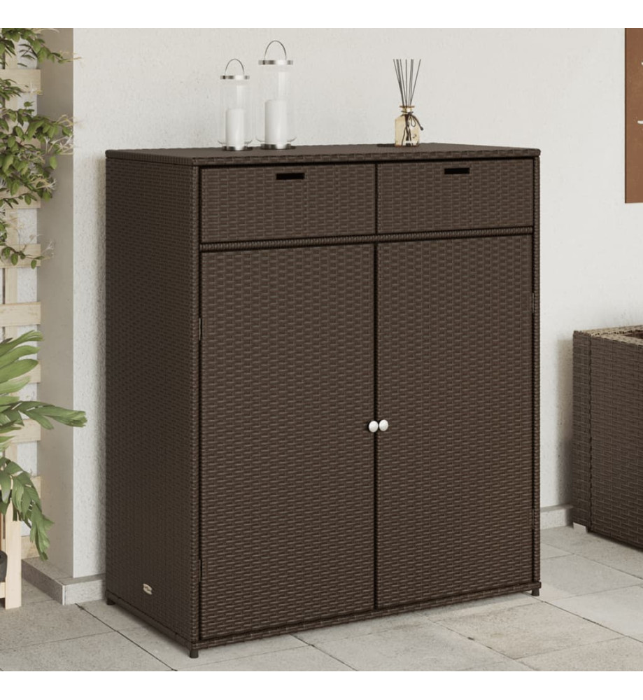 Armoire de rangement jardin marron 105x55x113 cm résine tressée Armoire de rangement jardin marron 105x55x113 cm résine tressée