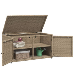 Armoire de rangement jardin beige 110x55x60,5 cm résine tressée