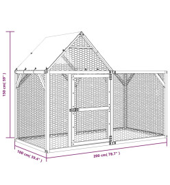 Poulailler 200x100x150 cm Bois de pin massif imprégné