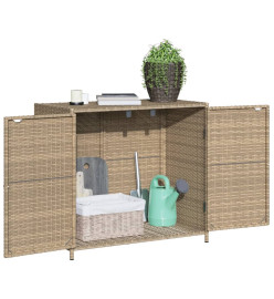 Armoire de rangement de jardin beige 83x45x76 cm résine tressée