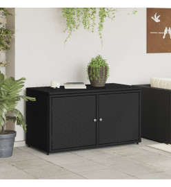 Armoire de rangement jardin noir 110x55x60,5 cm résine tressée