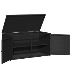 Armoire de rangement jardin noir 110x55x60,5 cm résine tressée