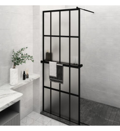 Paroi de douche avec étagère Noir 80x195 cm Verre ESG&Aluminium