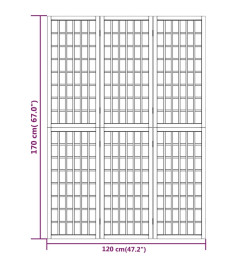 Cloison de séparation pliable 3 panneaux 120x170 cm