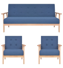 Ensemble de canapés 3 pcs Tissu Bleu