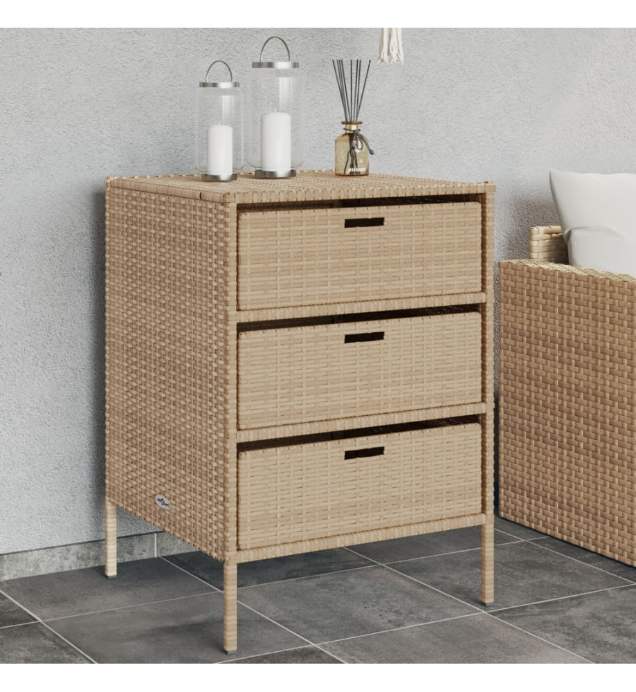 Armoire de rangement de jardin beige 55x59x80 cm résine tressée Armoire de rangement de jardin beige 55x59x80 cm résine tressée