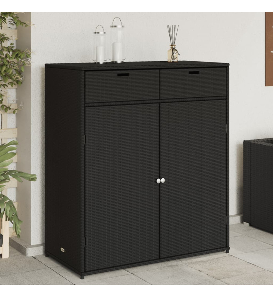 Armoire de rangement de jardin noir 105x55x113cm résine tressée Armoire de rangement de jardin noir 105x55x113cm résine tressée