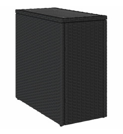 Table d'appoint de jardin avec dessus en verre noir rotin