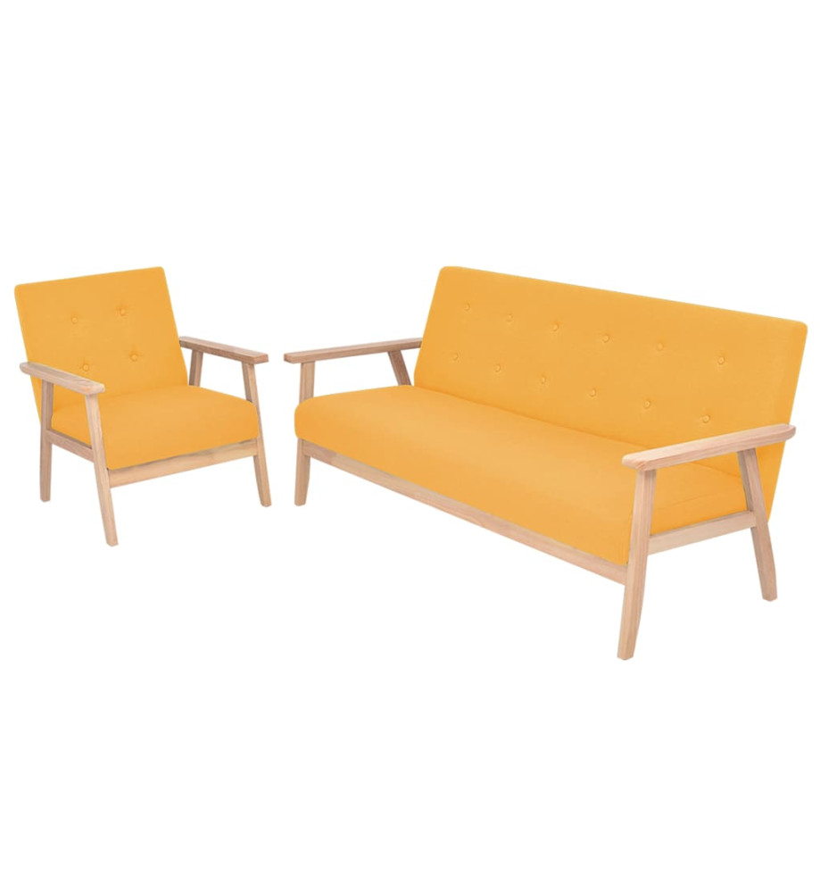 Ensemble de canapé 2 pcs Tissu jaune