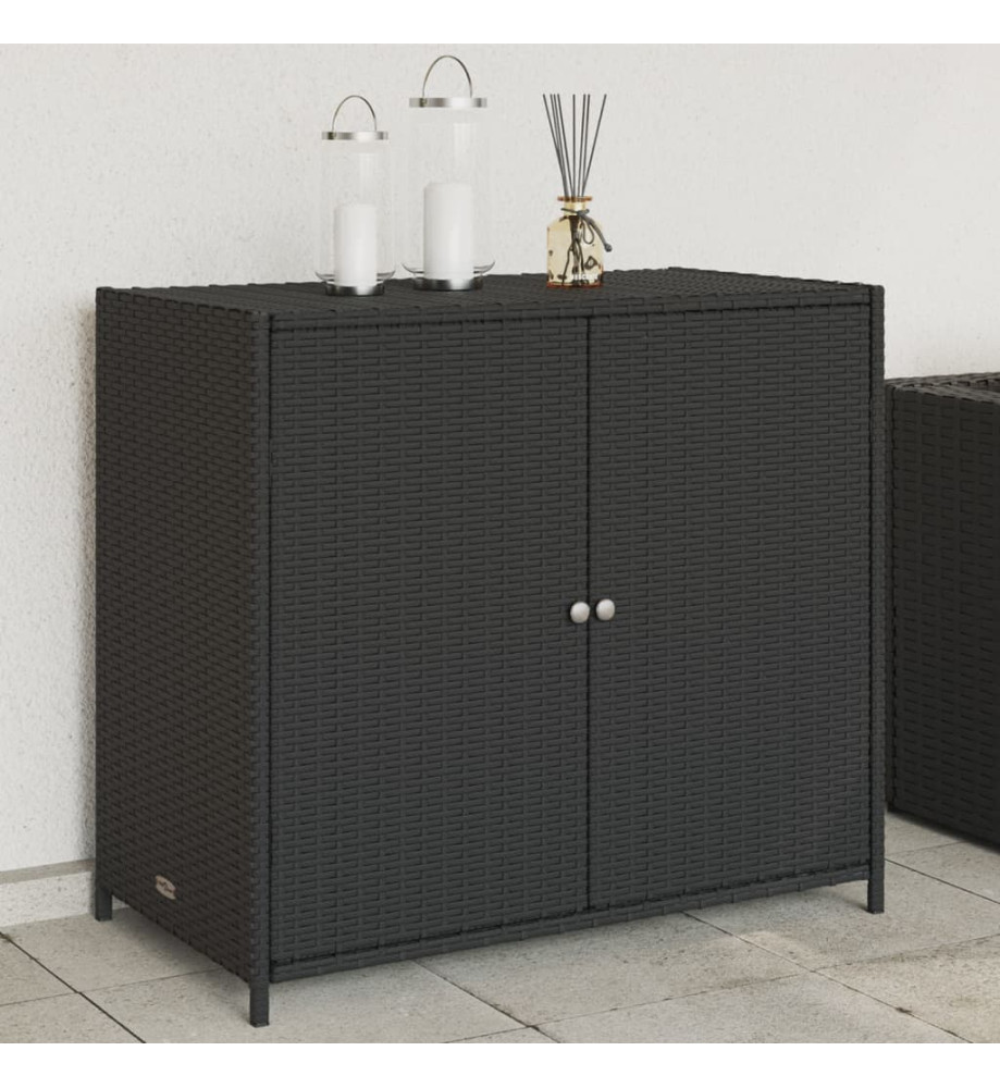 Armoire de rangement de jardin noir 83x45x76 cm résine tressée Armoire de rangement de jardin noir 83x45x76 cm résine tressée