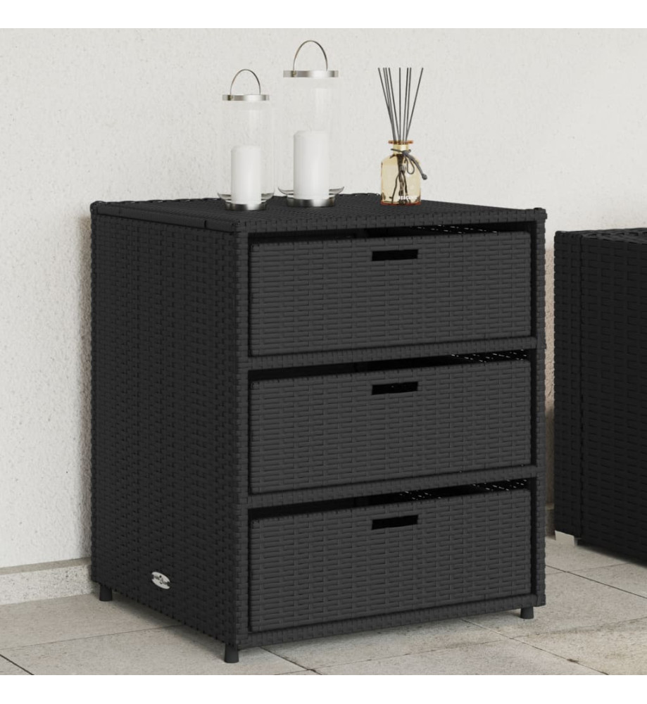 Armoire de rangement de jardin noir 55x59x69 cm résine tressée Armoire de rangement de jardin noir 55x59x69 cm résine tressée