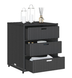 Armoire de rangement de jardin noir 55x59x69 cm résine tressée