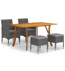 Ensemble de salle à manger de jardin 5 pcs Gris