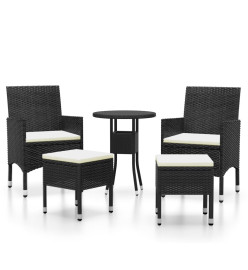 Salon de jardin 5 pcs Résine tressée Noir