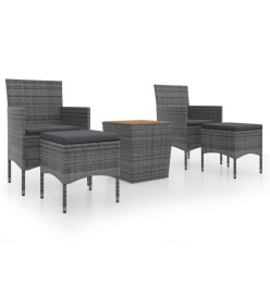 Ensemble de bistro de jardin 5pcs Résine tressée et acacia Gris