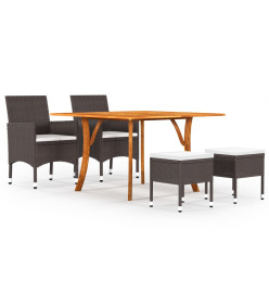Ensemble de salle à manger de jardin 5 pcs Marron