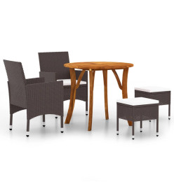 Ensemble de salle à manger de jardin 5 pcs Marron