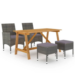 Ensemble de salle à manger de jardin 5 pcs Gris