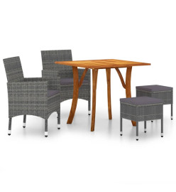 Ensemble de salle à manger de jardin 5 pcs Gris