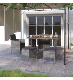 Jeu de chaise et tabouret de jardin 4 pcs Résine tressée Gris