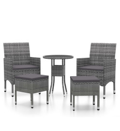 Salon de jardin 5 pcs Résine tressée Gris
