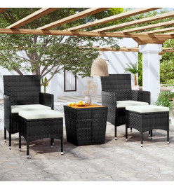 Ensemble de bistro de jardin 5pcs Résine tressée et acacia Noir