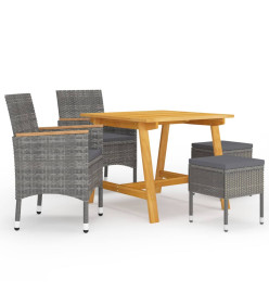 Ensemble de salle à manger de jardin 5 pcs Gris