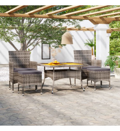 Ensemble à dîner de jardin 5 pcs Résine tressée et acacia Gris