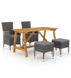 Ensemble de salle à manger de jardin 5 pcs Gris