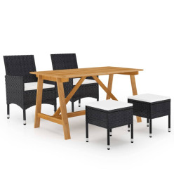 Ensemble de salle à manger de jardin 5 pcs Noir