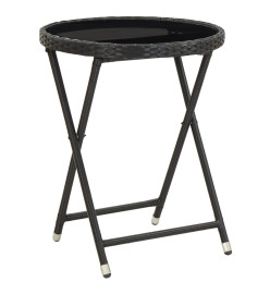 Ensemble de bistro 5 pcs Résine tressée et verre trempé Noir