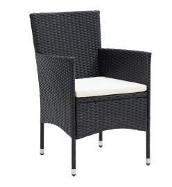 Meubles dîner jardin 5 pcs Résine tressée et verre trempé Noir