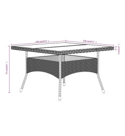 Meubles dîner jardin 5 pcs Résine tressée et verre trempé Noir
