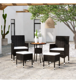 Salon de jardin 5 pcs Résine tressée Noir