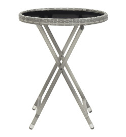 Ensemble de bistro 5 pcs Résine tressée et verre trempé Gris