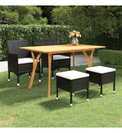 Ensemble de salle à manger de jardin 5 pcs Noir