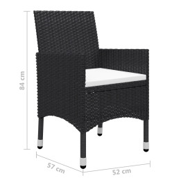Ensemble de salle à manger de jardin 5 pcs Noir