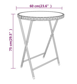 Ensemble de bistro 5 pcs Résine tressée et verre trempé Gris
