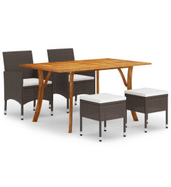 Ensemble de salle à manger de jardin 5 pcs Marron