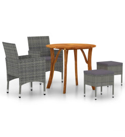 Ensemble de salle à manger de jardin 5 pcs Gris