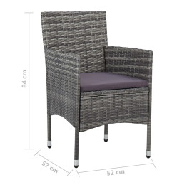 Ensemble de salle à manger de jardin 5 pcs Gris
