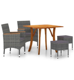 Ensemble de salle à manger de jardin 5 pcs Gris
