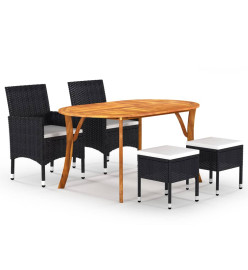 Ensemble de salle à manger de jardin 5 pcs Noir